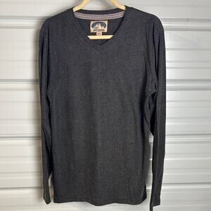 Black and Gray Long Sleeve Tee Soft Knit Crew Neck